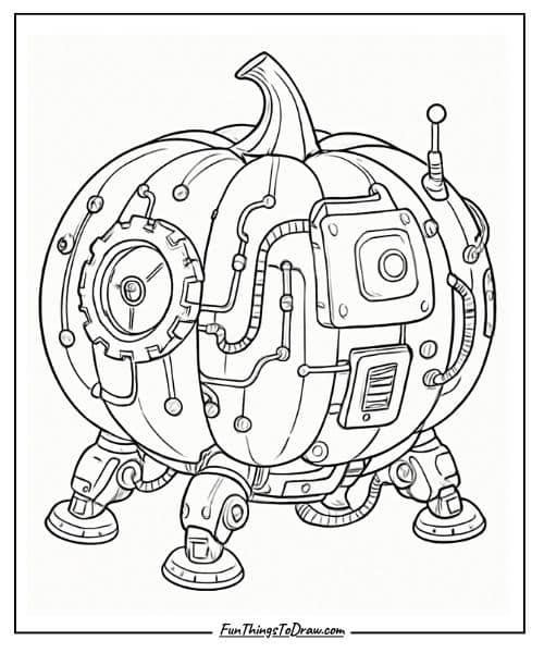 Robot Pumpkin coloring page