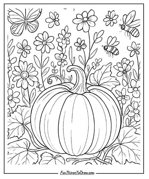 Garden Pumpkin Coloring Page