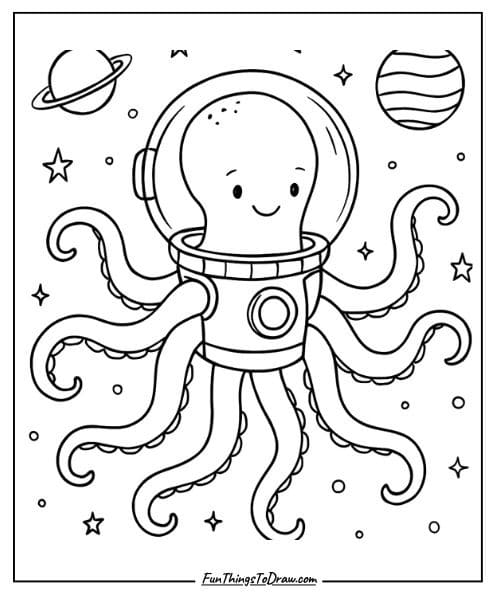 Cute octopus coloring page