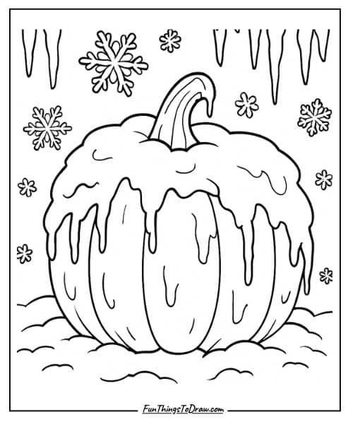 Winter Wonderland Pumpkin Coloring Sheet