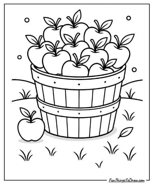 Apple basket coloring page
