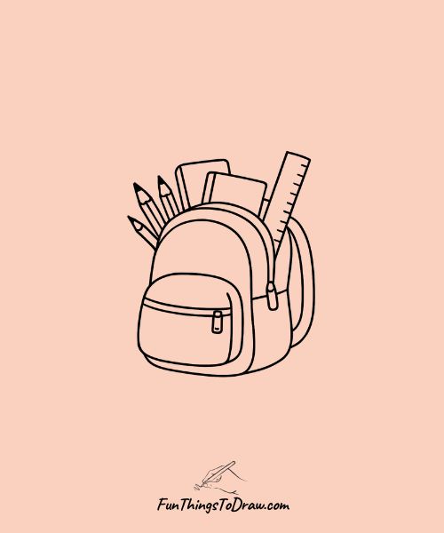 Backpack with Supplies Drawing