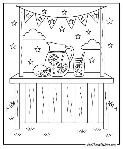 Lemonade Stand With Bunting Coloring Page
