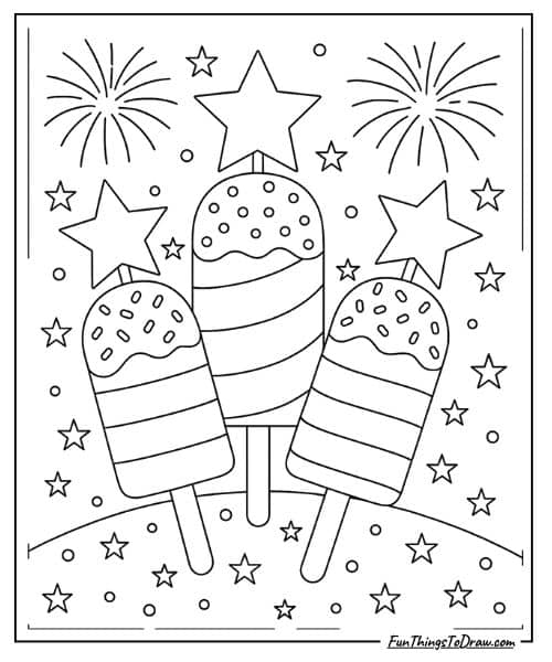 Independence Day Coloring page - Popsicles