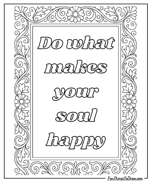 Inspirational Quote Page with Borders Coloring Page
