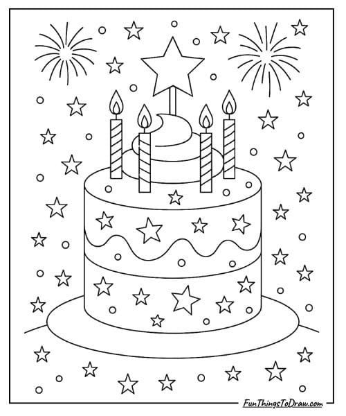 Celebration Cake Coloring Page