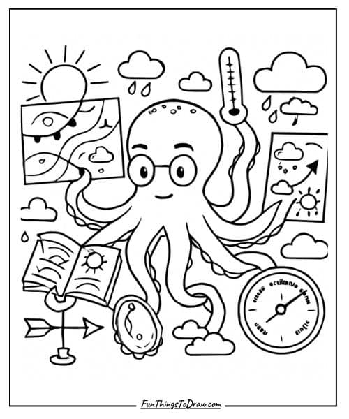 Octopus Weather Forecaster coloring page