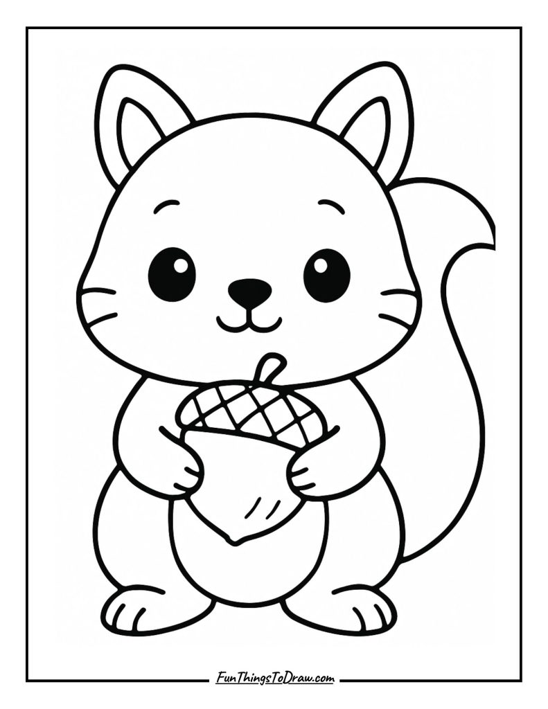 Squirrel and Acorn coloring page