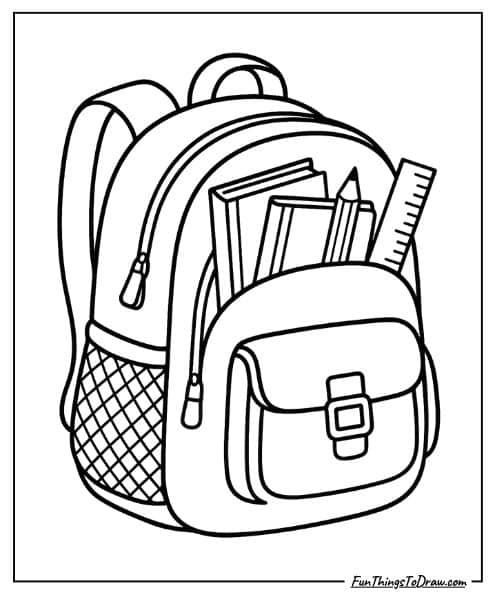Backpack for school coloring page