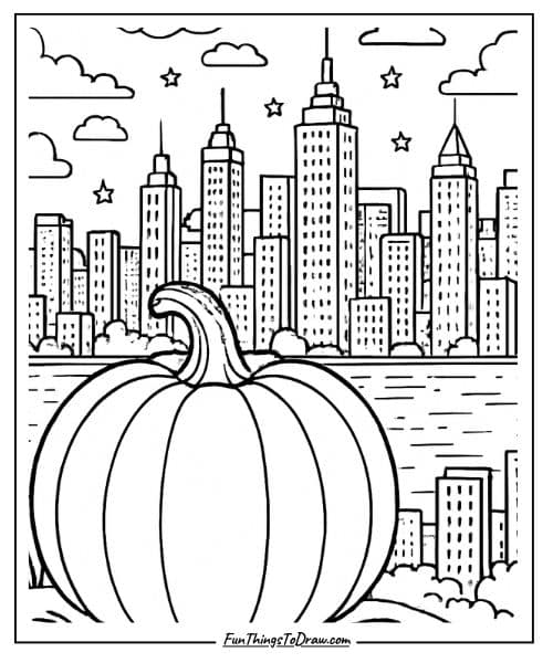 Cityscape Pumpkin Coloring Ideas