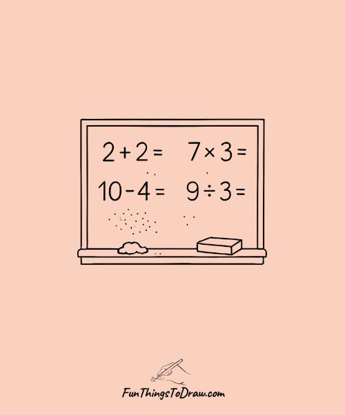 Drawing of Chalkboard with Equations