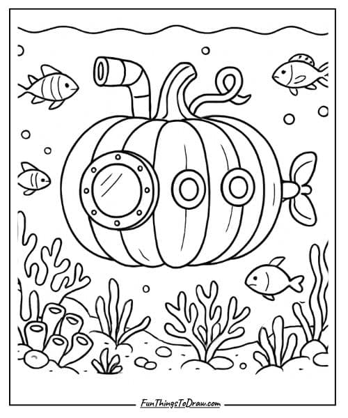 Under the Sea Pumpkin Coloing Sheet