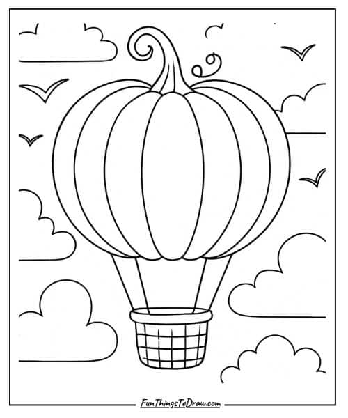 Hot Air Balloon Pumpkin Coloring Idea