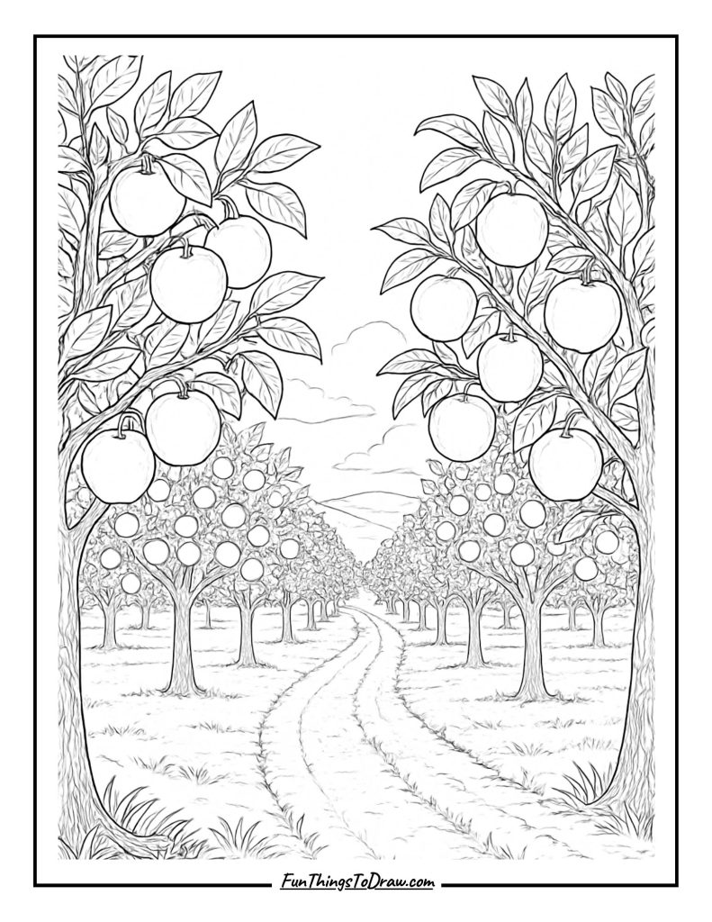 Apple Orchard Coloring Page