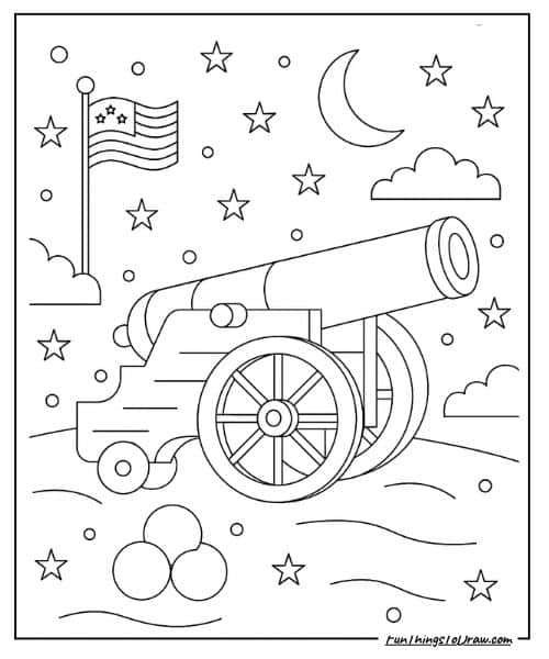 Revolutionary War Cannon Coloring Page