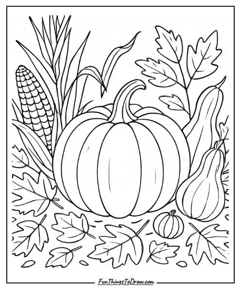 Autumn Harvest Pumpkin coloring page