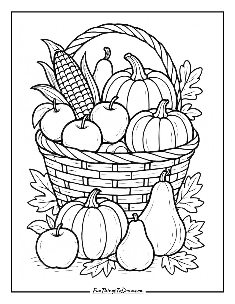 Harvest Basket Coloring Page