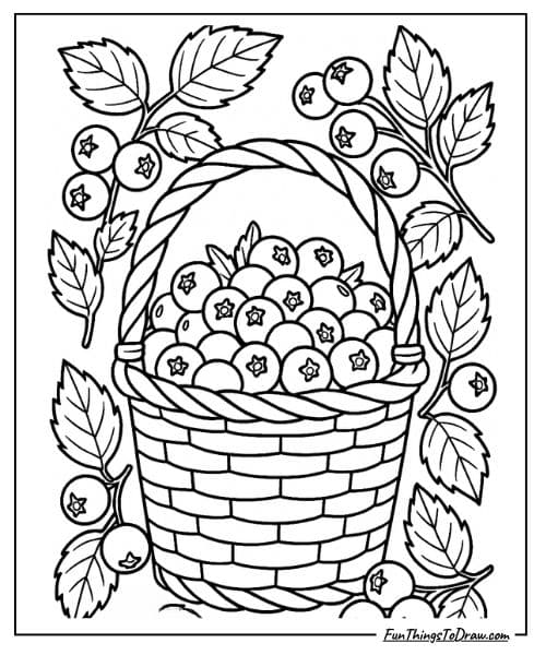 Berry picking basket coloring page