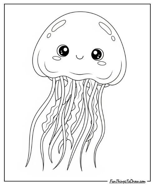 Jellyfish floating gracefully coloring page
