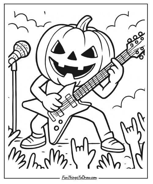 Coloring page of pumpkin character