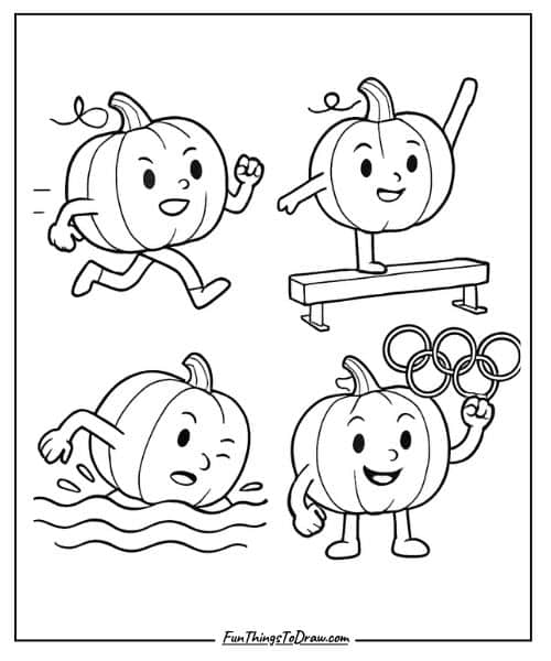 Olympic Pumpkin Coloring Page