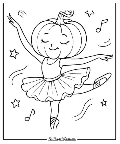Ballerina Pumpkin Coloring Idea
