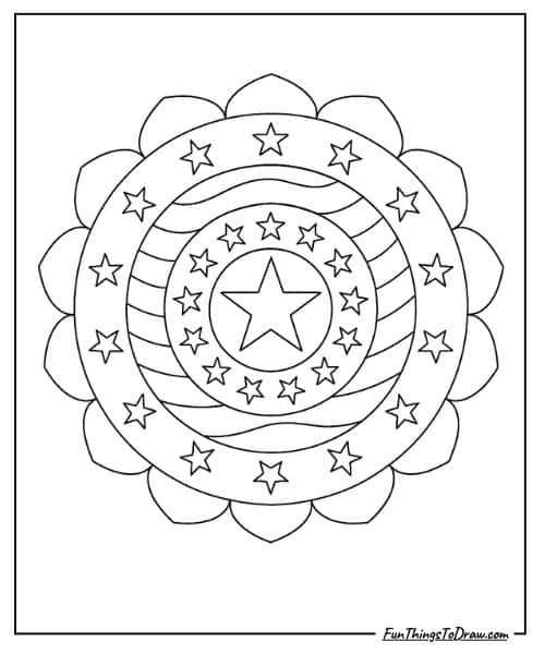 Mandala with stars and stripes coloring page