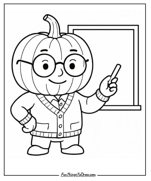 Teacher Pumpkin Coloring Page