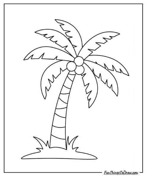 Simple palm tree silhouette coloring sheet
