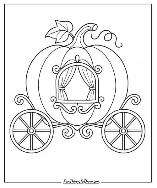 Cinderella's Carriage Pumpkin Coloring Page