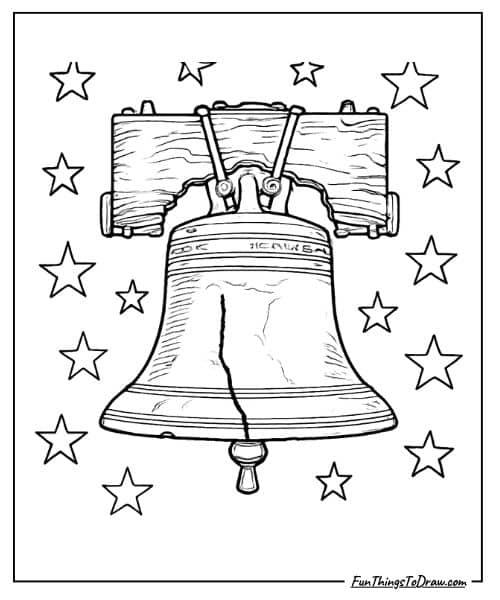 Liberty Bell with stars coloring page