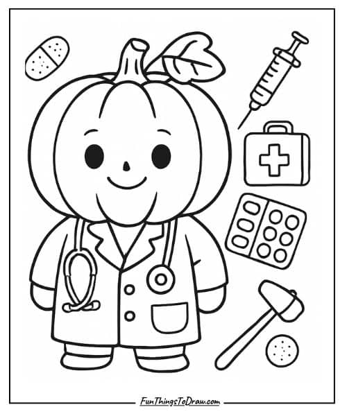 Doctor Pumpkin Coloring Page