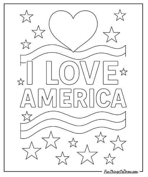“I Love America” Coloring Page
