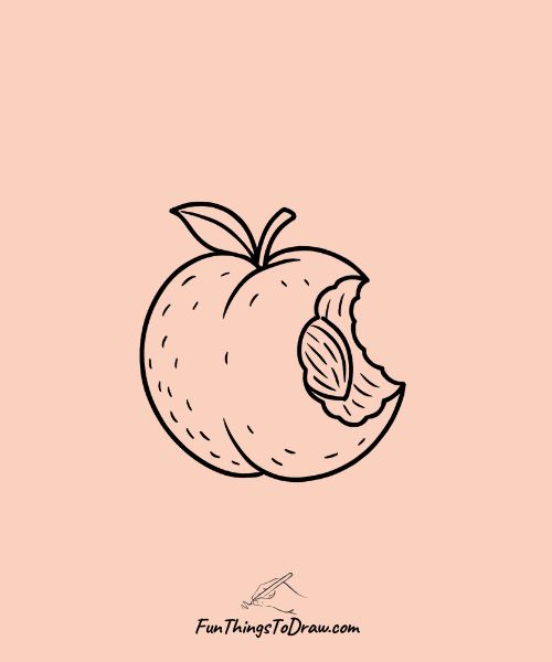 Peach with Bite Drawing