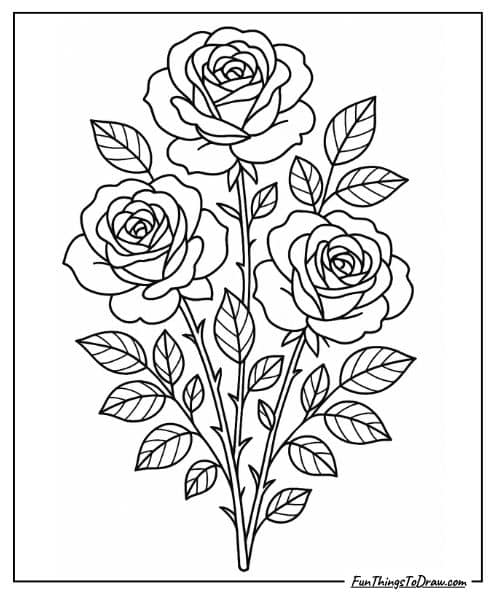 Late summer roses coloring sheet