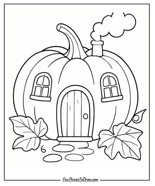 Pumpkin House Coloring Page