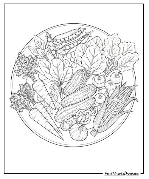 Vegetables coloring page