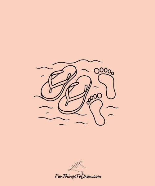 August Drawing Ideas - flip flops in sand