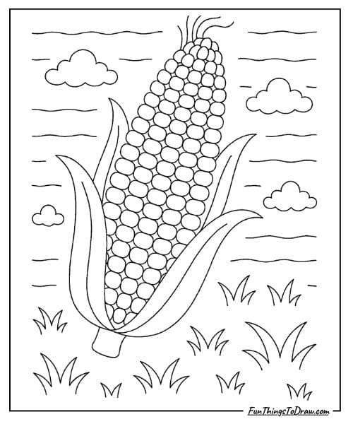 Corn on the cob coloring sheet