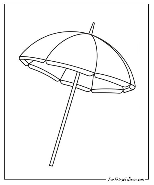 Simple beach umbrella coloring sheet