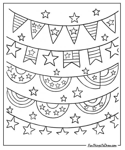 Patriotic bunting and garlands coloring sheet