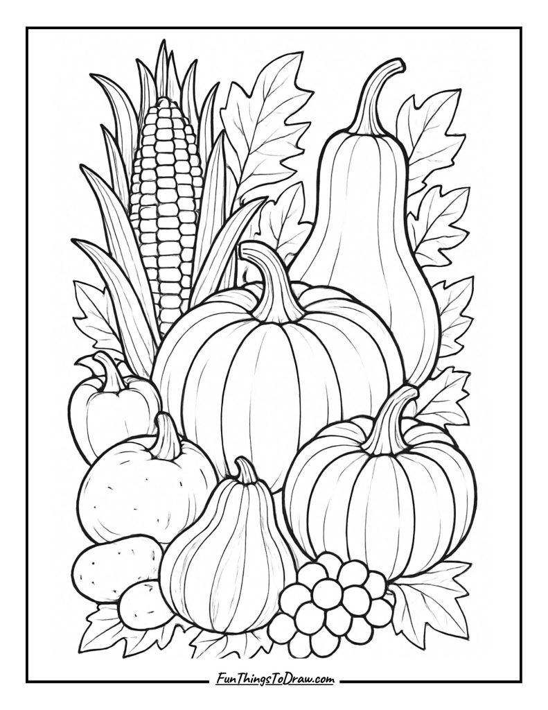 Fall Harvest Coloring Page