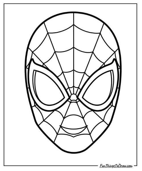 Easy Outline of Spider-Man’s Face coloring page