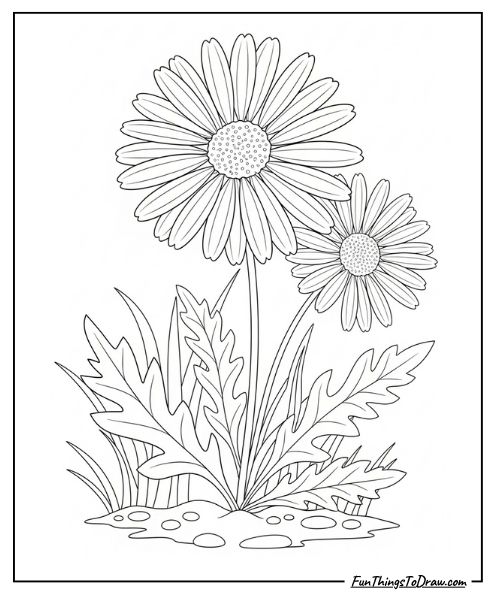 Daisy plant coloring sheet