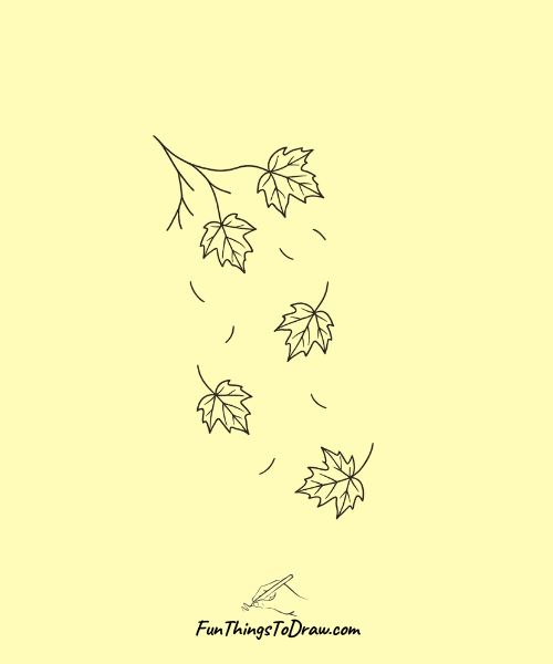 Drawing of Autumn Leaves Falling