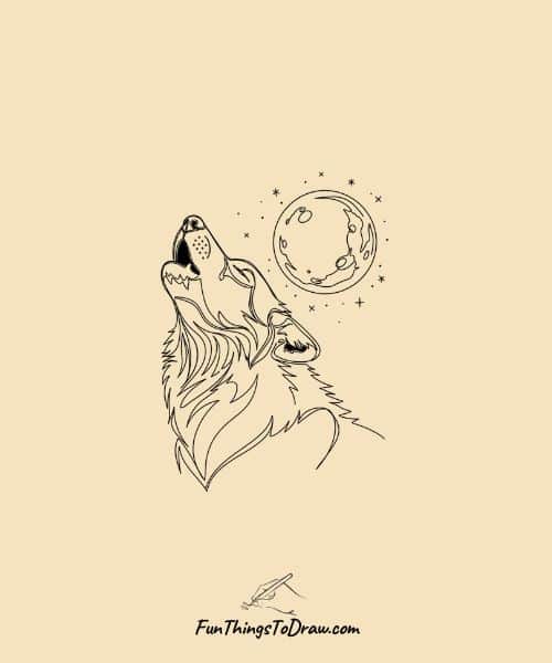 Howling Wolf Drawing Easy