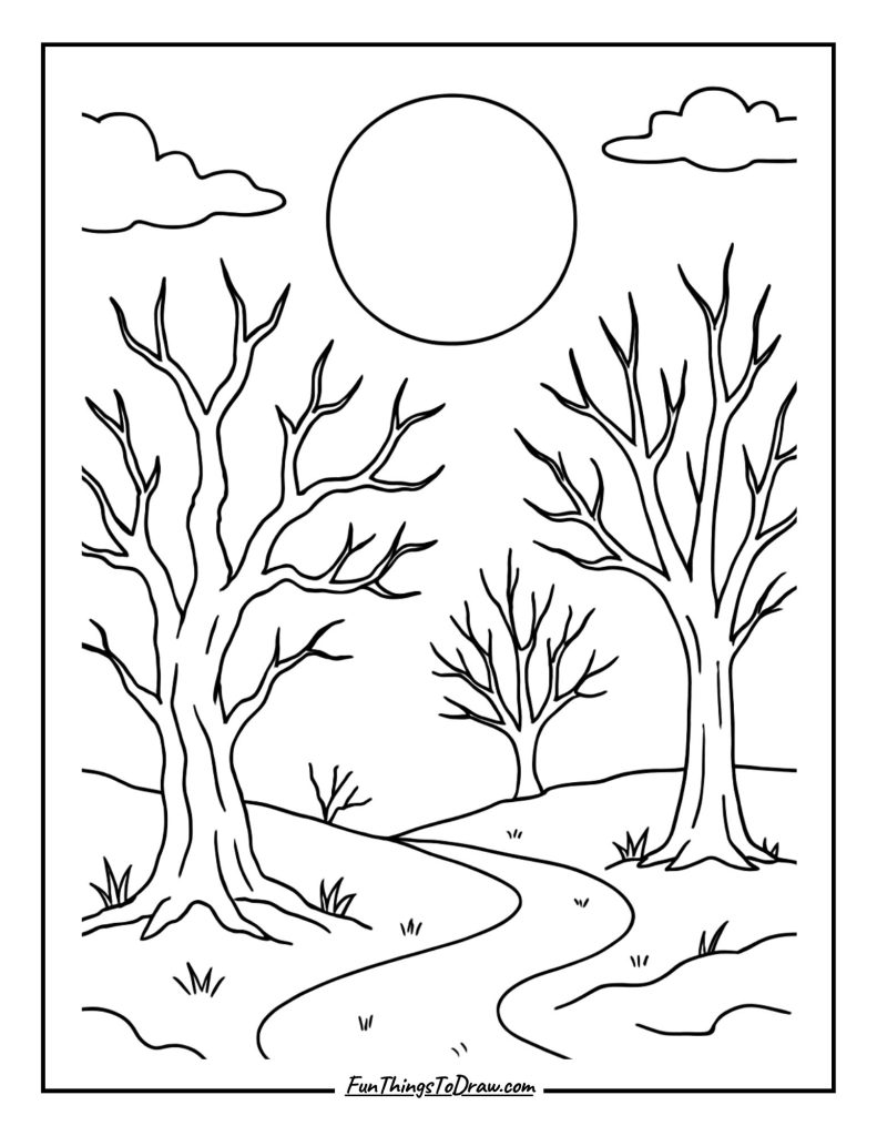 Moonlit Night Coloring Page
