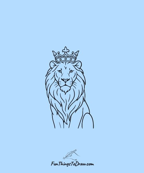 Lion with Crown Drawing