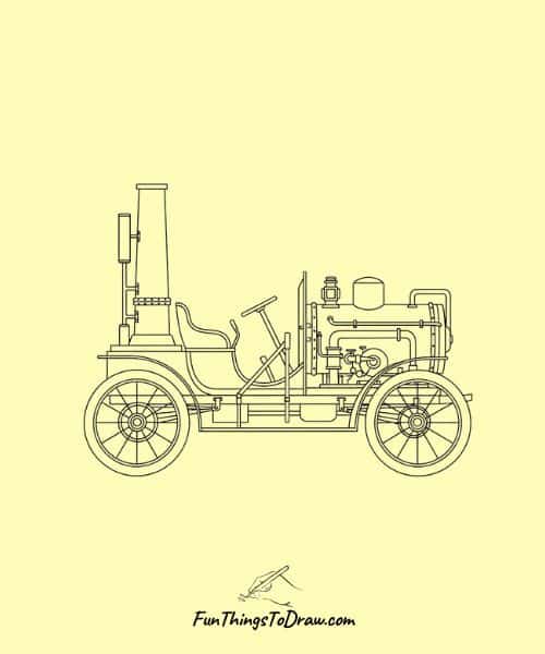 Steam-Powered Automobile Drawing