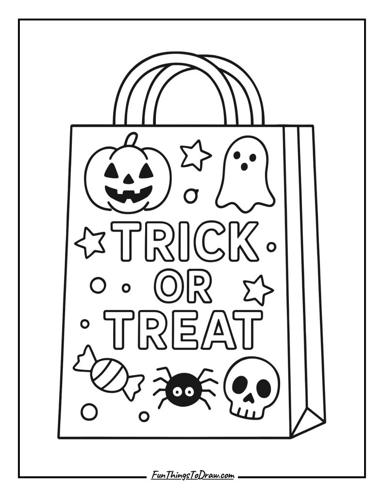 Trick-or-Treat Candy Bag (October Coloring Pages)